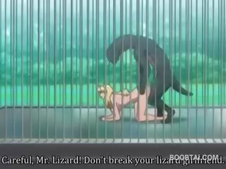 Krūtainas anime mīļākais cunt pavirši grūti līdz monstrs pie the zoo