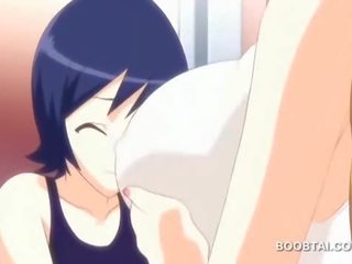 Flirty ginintuan ang buhok anime manika fucks mali may malaki